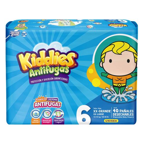 Pañales Kiddies Antifugas Talla 6 XX Grande 40 pañales