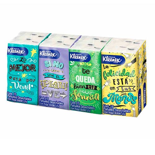 Pañuelos Faciales Kleenex 8 Paquetes de 15 Pañuelos