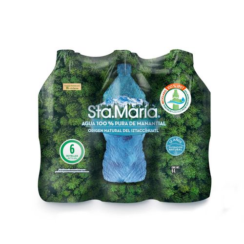Agua de Manantial Santa María 6 Botellas de 1L cada una