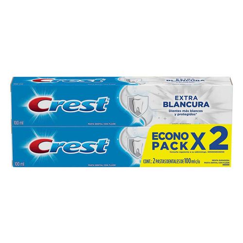 Pasta Dental Crest Extra Blancura 2 Piezas de 100ml