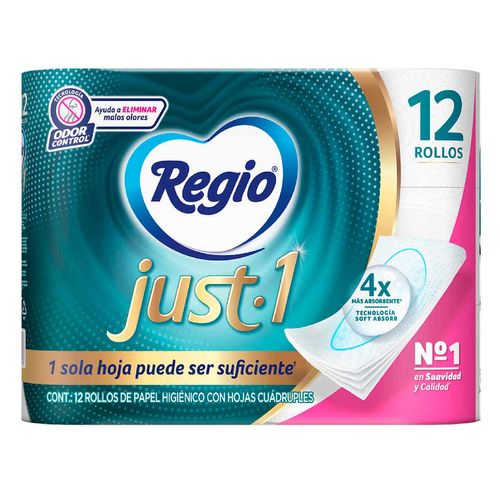 Papel Higiénico Regio Just-1 con 12 Rollos