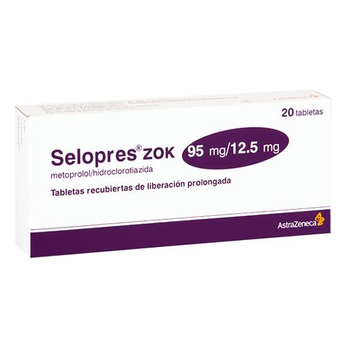 Tabletas Selopres Zok 95mg/12.5mg Caja con 20 Tabletas
