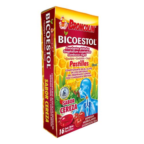 Pastillas Broncolin Bicoestol Sabor Cereza 16 Pastillas