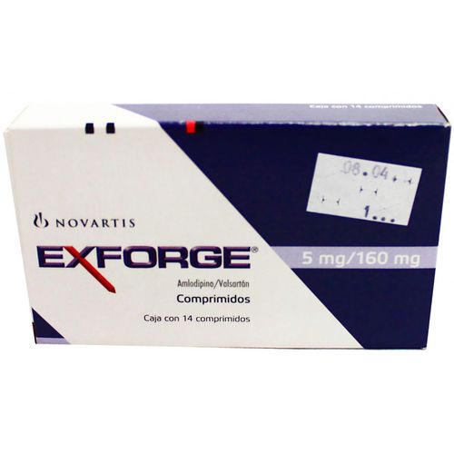 Comprimidos Exforge 5mg/160mg Caja con 14 Comprimidos