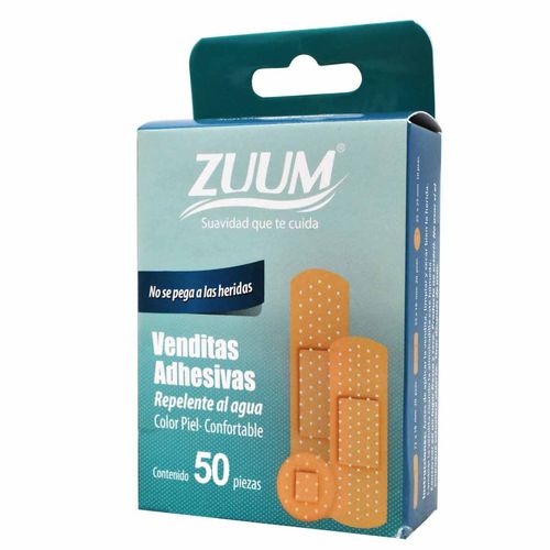 Venditas Adhesivas Zuum Color Piel 3 Tamaños 50 Venditas