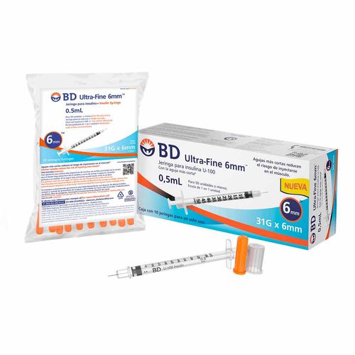 Jeringas para Insulina BD Ultra Fine 6mm 0.5ml Caja con 10 Jeringas