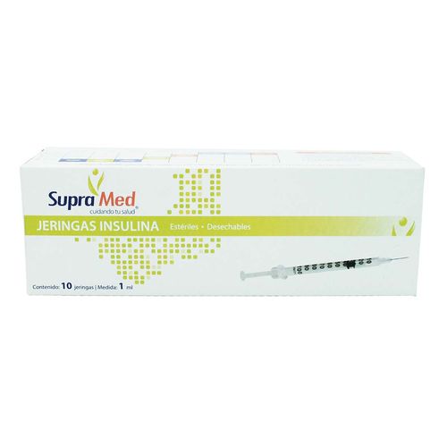 Jeringas para Insulina SupraMed Estériles de 1ml Caja con 10 Jeringas
