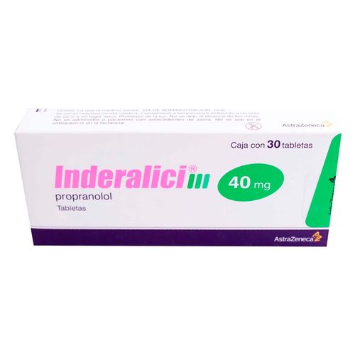 Tabletas Inderalici 40mg Caja con 30 Tabletas