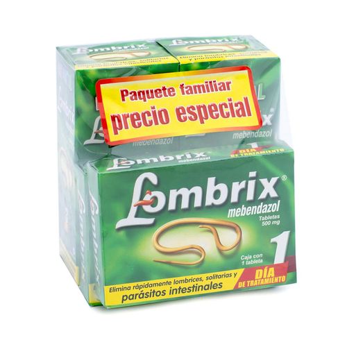 Tabletas Lombrix 500mg 2 Cajas de 1 Tableta + Suspensión Infantil Lombrix 2 Frascos con 30ml
