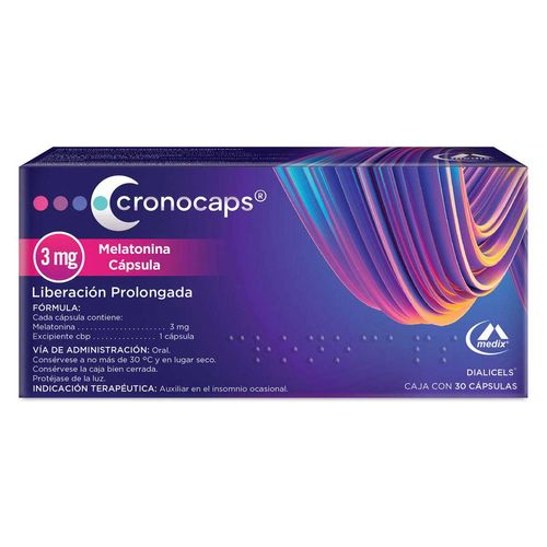 Cápsulas Cronocaps 3mg Caja con 30 Cápsulas