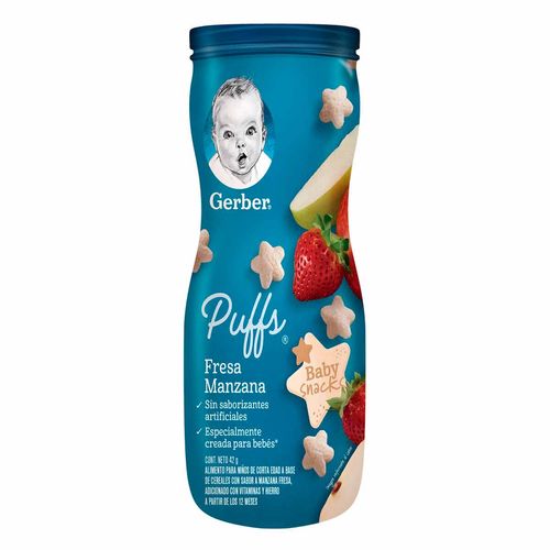 Snacks Gerber Puffs Etapa 3 Manzana Fresa Bote 42g