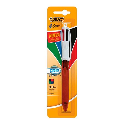 Bolígrafo Bic 4 Color Grip Fine Negro, Rojo, Azul y Verde 1 Pieza