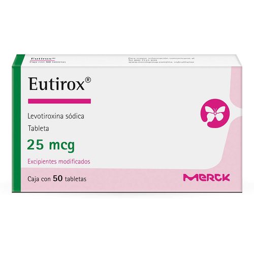 Tabletas Eutirox 25mcg Caja con 50 Tabletas