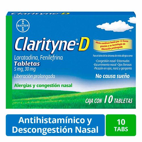 Tabletas Clarityne-D Antialérgico Liberación Prolongada Caja con 10 Tabletas