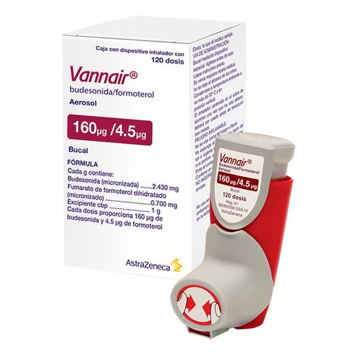 Aerosol Bucal para Inhalación Vannair 160mcg/4.5mcg Inhalador con 120 Dosis