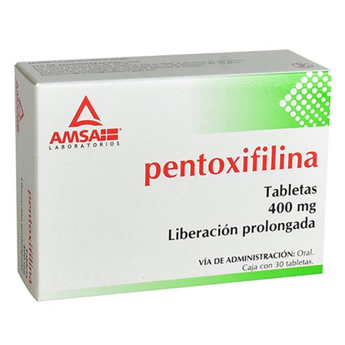 Tabletas Genéricas Pentoxifilina 400mg Caja con 30 Tabletas