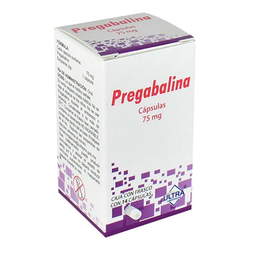 Cápsulas Genéricas Pregabalina 75mg Frasco con 14 Cápsulas