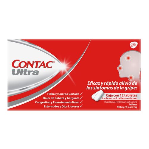 Tabletas Contac Ultra Antigripal 50 Tabletas