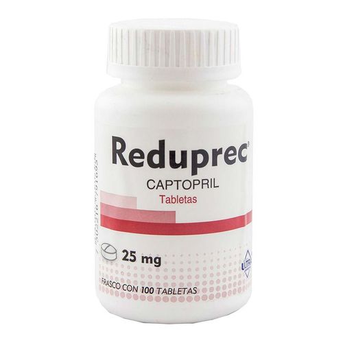 Tabletas Genéricas Captopril 25mg Frasco con 100 Tabletas.