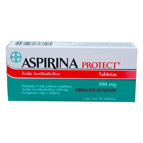 Tabletas Aspirina Protect 100mg Liberación Retardada Caja con 28 Tabletas