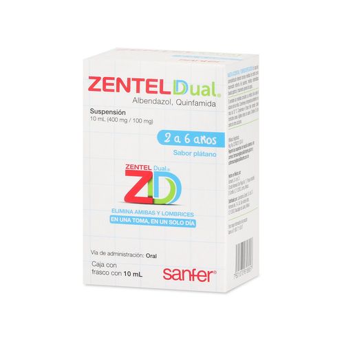 Suspensión Infantil Zentel Dual Sabor Plátano de 2 a 6 Años Frasco con 10ml