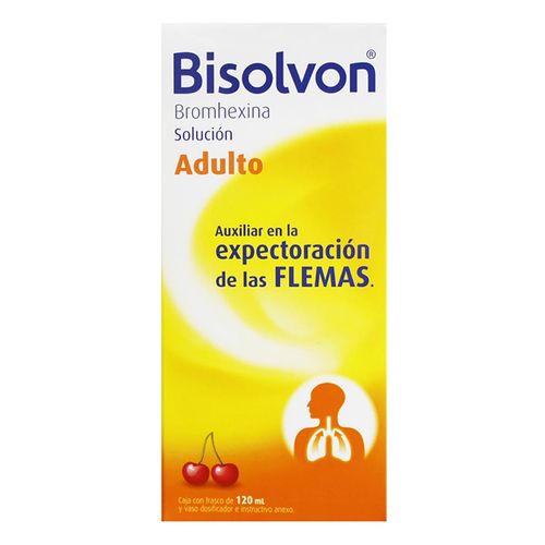 Solución Bisolvon Adulto Expectorante Caja con Frasco 120ml y Vaso Dosificador