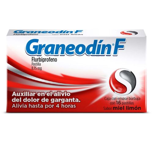 Pastillas Graneodín F para Dolor de Garganta Sabor Miel Limón 16 Pastillas