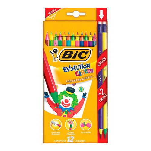 Lápices de Colores Bic Evolution Circus 12 Piezas + 2 Lápices