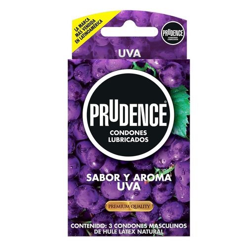 Condones de Látex Prudence Sabor y Aroma Uva 3 Condones