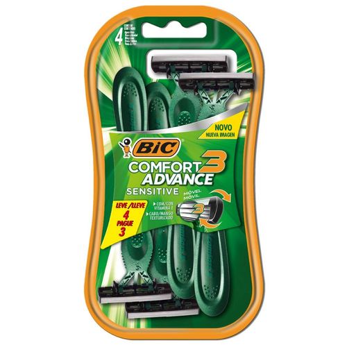 Rastrillos Desechables Bic Comfort 3 Piel Sensible 4 Rastrillos.