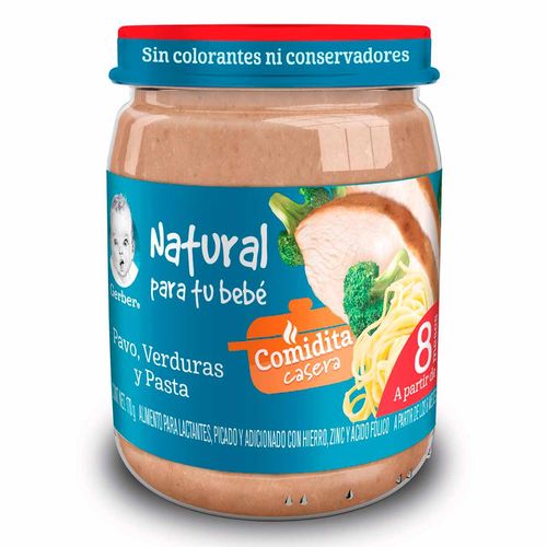 Papilla Gerber Comidita Casera Etapa 3 Verduras con Pavo y Pasta 170g