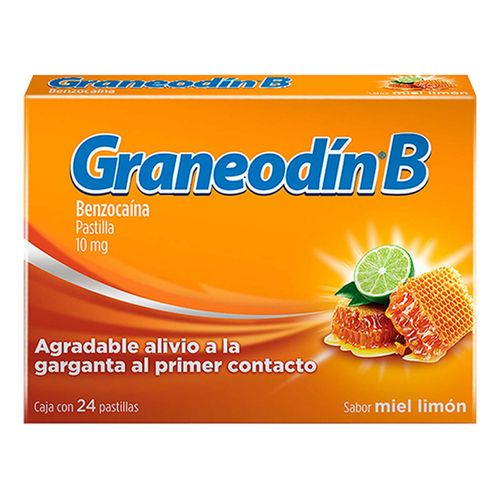 Pastillas Graneodín B para Dolor de Garganta Sabor Miel Limón 24 Pastillas