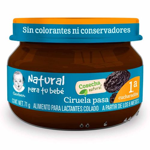 Papilla Gerber Cosecha Natural Etapa 1 Ciruela Pasa 71g