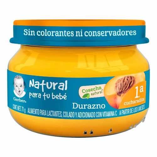 Papilla Gerber Cosecha Natural Etapa 1 Durazno 71g