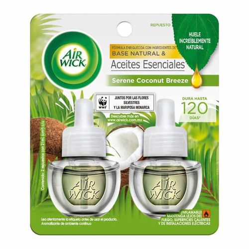 Aromatizante Eléctrico Airwick Aceite Repuesto Coco 2 Piezas 21ml