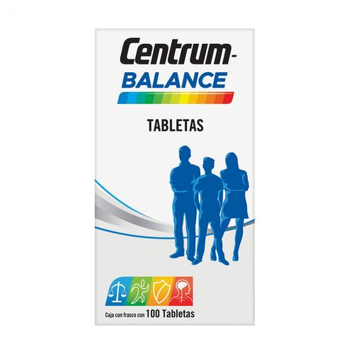 Tabletas Centrum Multivitamínico Balance Frasco con 100 Tabletas