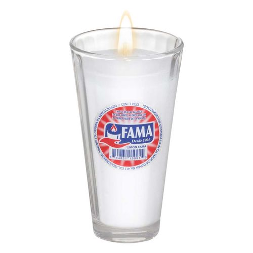 Veladora de vidrio Luz Eterna Fama Limón