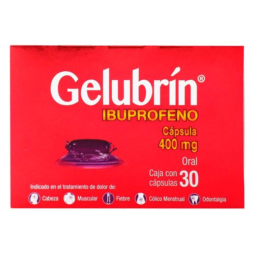 Cápsulas Gelubrín Ibuprofeno Caja con 30 Cápsulas de 400mg c/u
