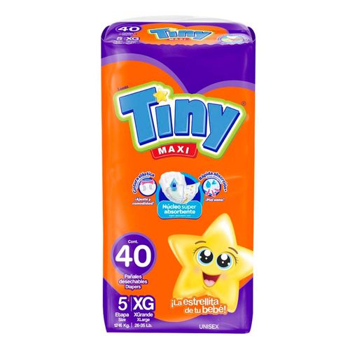 Pañales Tiny Maxi Unisex XG 40 Pañales
