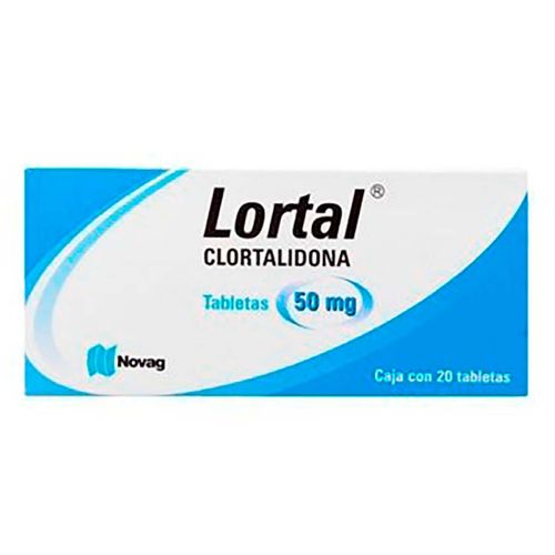 Tabletas Lortal Clortalidona Caja con 20 Tabletas