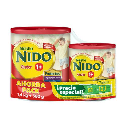 Alimento Para Niños de Corta Edad Nido Kinder + 1 lata de 1.4kg + 1 lata de 360g