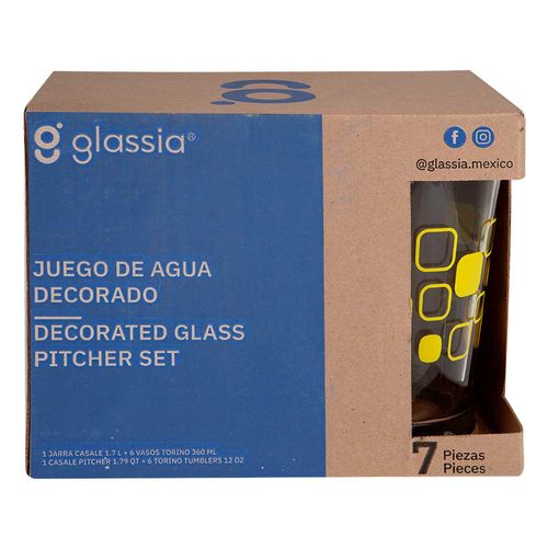 Juego De Agua Cuad Az Glassia 7 Pz
