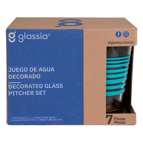 Juego De Agua Lineas Az Glassia 7 Pz