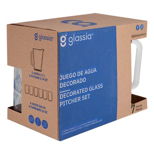 Juego De Agua Cuadro Am Glassia 7 Pz