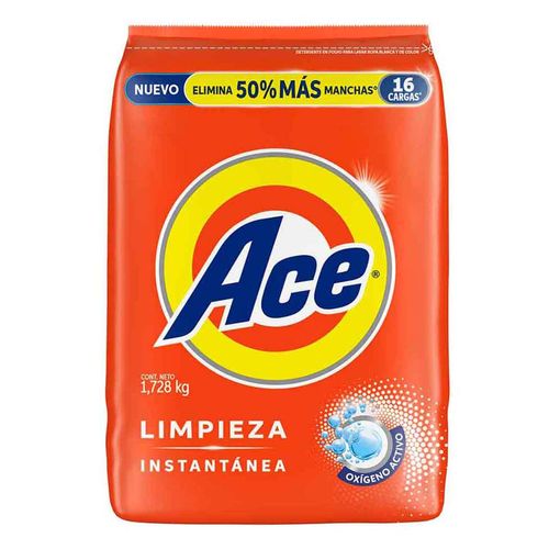 Detergente en Polvo ACE Limpieza Instantánea 1,728kg