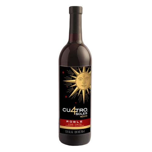 Vino Tinto Mexicano Cuatro Soles Cabernet Sauvignon Roble 750ml