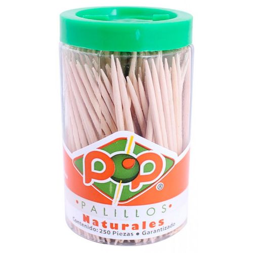 Palillos de Madera Pop Redondos Bote con 250 Palillos