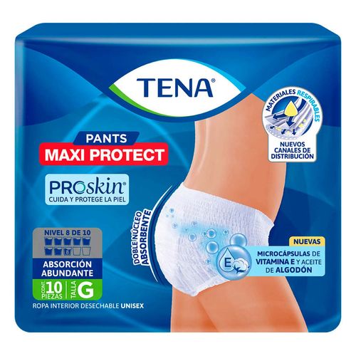 Ropa Interior Desechable Tena Pants Maxi Protect Talla Grande 10 Piezas