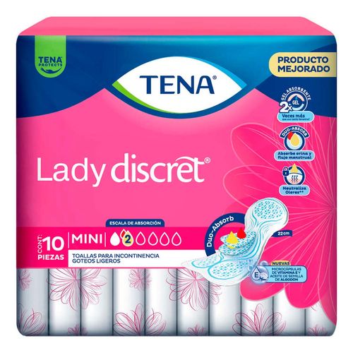 Toallas Femeninas para Incontinencia Tena Lady Discret Mini 10 Toallas