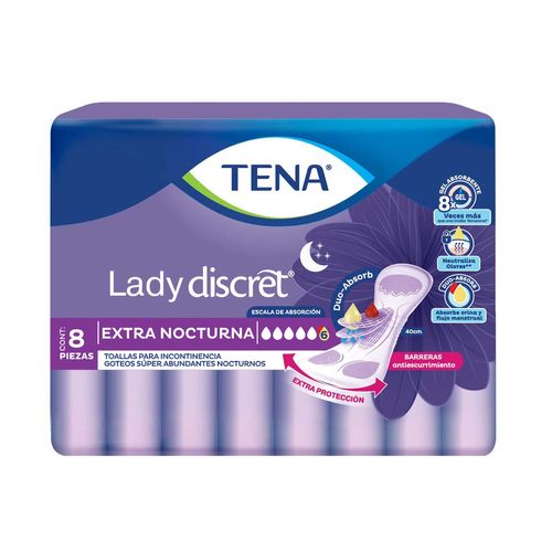Toallas Femeninas para Incontinencia Tena Lady Discret Nocturna 8 Toallas
